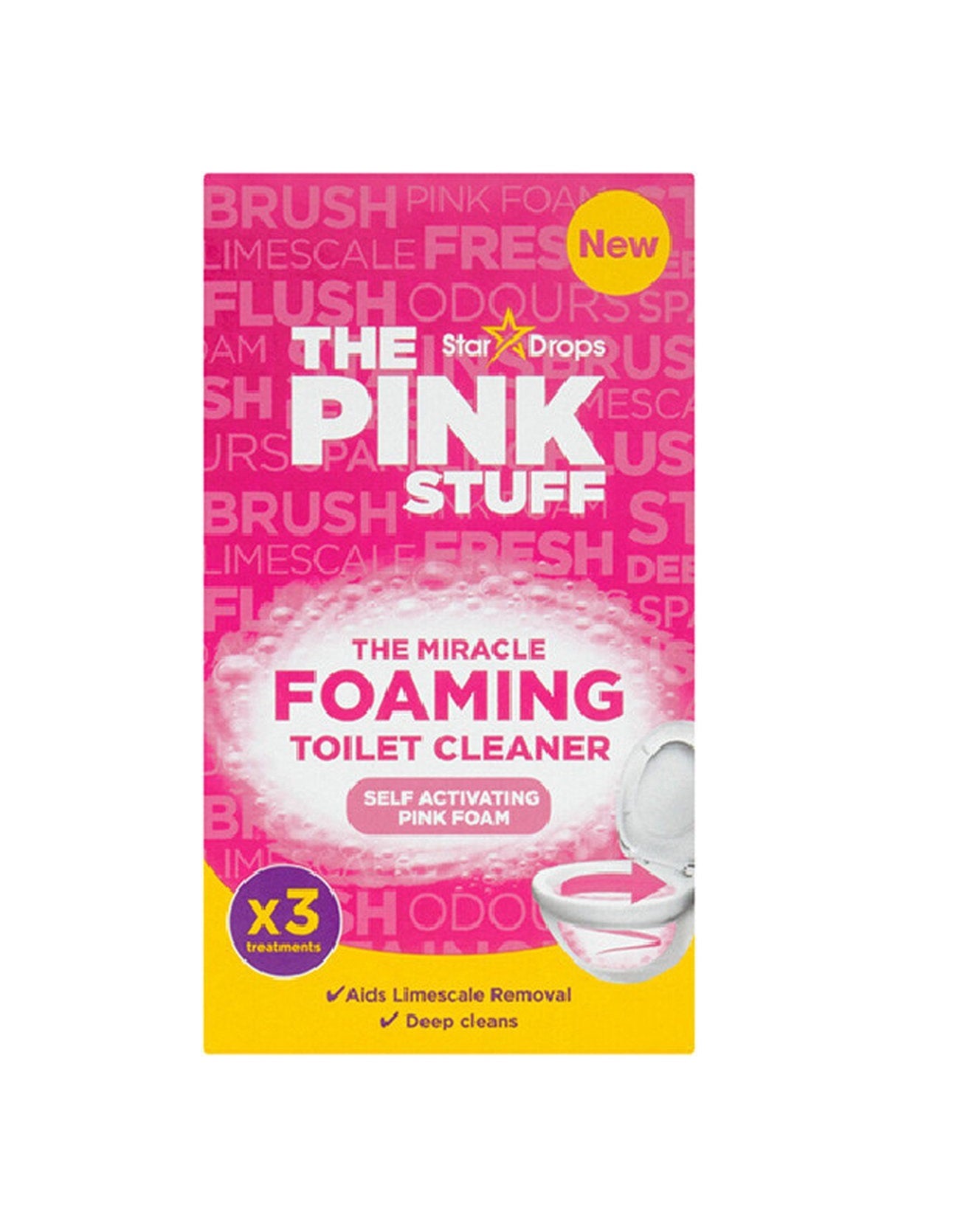 NOWOŚĆ The Pink Stuff | Cudowny pieniący się proszek do toalet | Proszek do czyszczenia toalet | 3 x 100 gramów