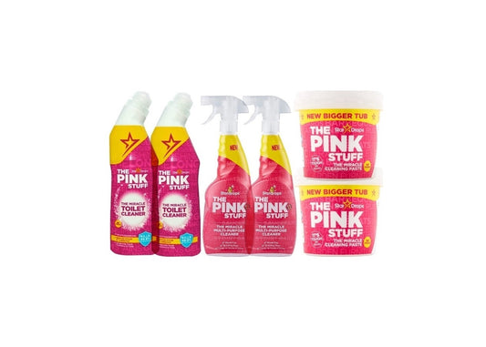 The Pink Stuff Ultimate Bundle - 2x spray 750 ml - 2x środek do czyszczenia toalet 750 ml - 2x Miracle Paste 850 gramów